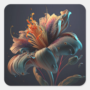 Flowery square sticker