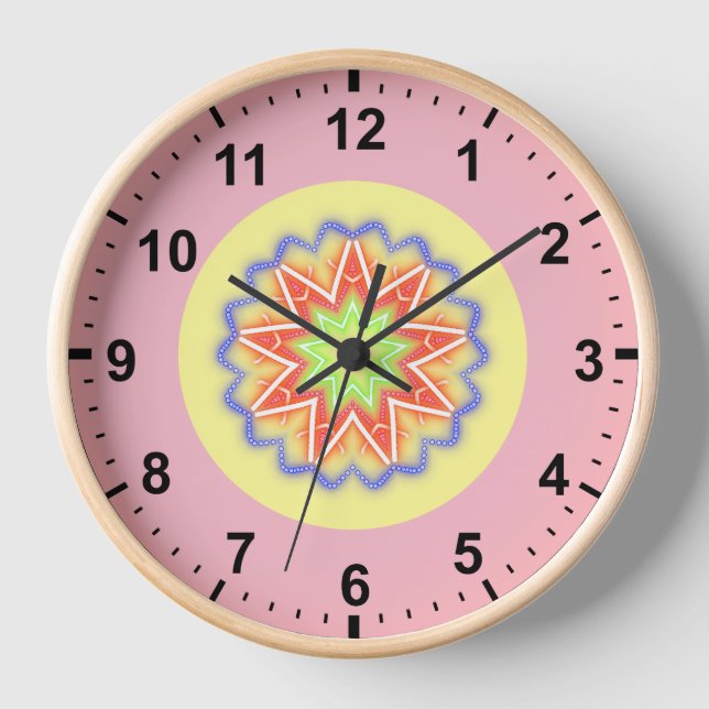 ~ Flowery Stars Fractal ~ Clock (Front)