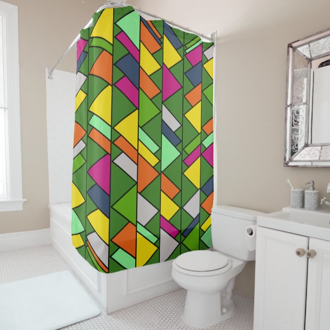 Flowery Triangles  Shower Curtain (In Situ)