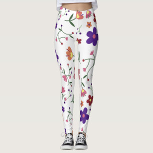 Flowery White Leggings