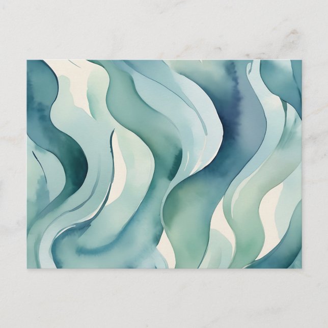 Flowing Abstract Pattern Soft Watercolor Waves Postcard (Front)