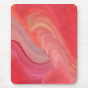 Flowing Abstract Swirls in Red, Pink, and Peach Mouse Pad