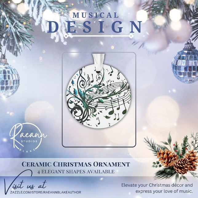Flowing Artistic Musical Design Christmas Ornament (Creator Uploaded)
