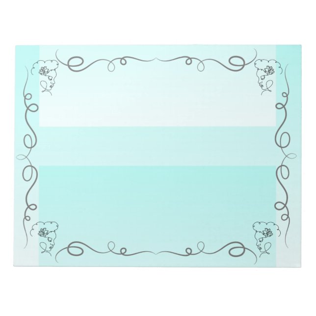 Flowing Beauty Aqua Large Notepad (Front)