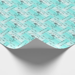 Flowing Beauty: Aqua Line Art Gift Wrap Roll