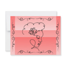 Flowing Beauty: Coral Line Art Blank Card