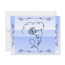 Flowing Beauty: Periwinkle Line Art Blank Card