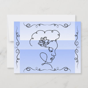Flowing Beauty: Periwinkle Line Art Blank Card