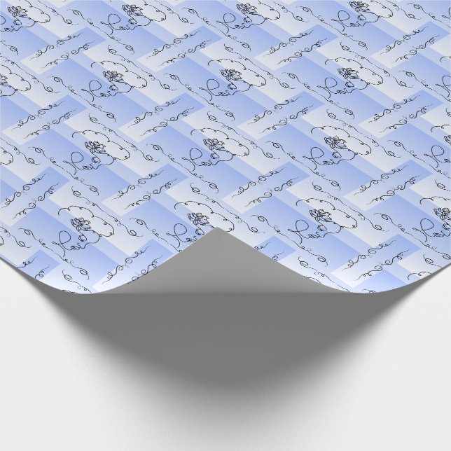 Flowing Beauty: Periwinkle Line Art Gift Wrap Roll (Corner)