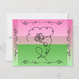 Flowing Beauty: Roselle Line Art Blank Card