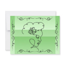 Flowing Beauty: Sage Line Art Blank Card
