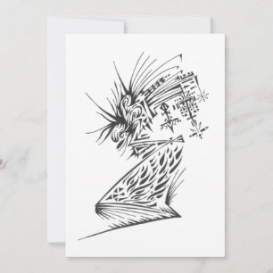 Flowing Black White Abstract Tribal Tattoo Art Card