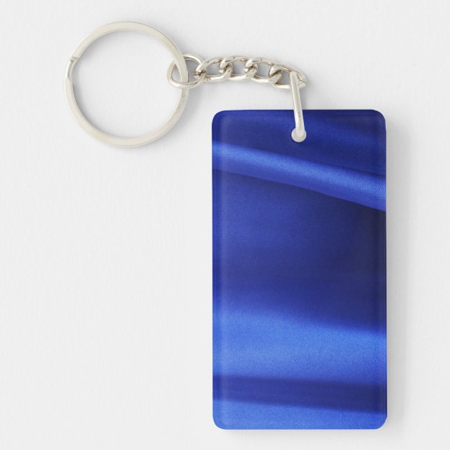 Flowing Blue Silk Fabric Abstract Key Ring (Front)