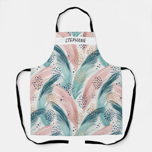 Flowing Brushstroke & Gold Dot Abstract Pattern Apron
