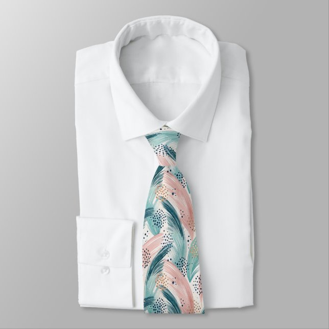 Flowing Brushstroke & Gold Dot Abstract Pattern Tie (Tied)