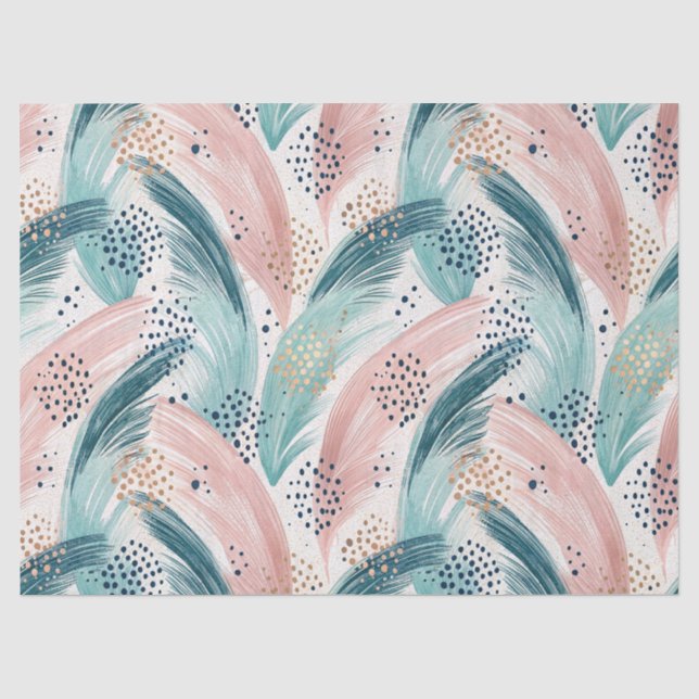 Flowing Brushstroke & Gold Dot Abstract Pattern Tissue Paper (Front)
