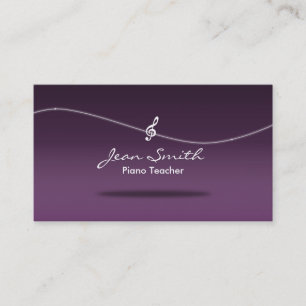 Flowing Clef Purple Piano Teacher Business Card