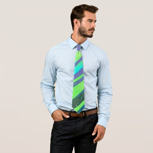 flowing color weightings in neon light tie (In Situ)