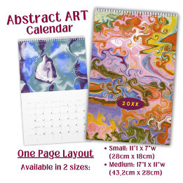 Flowing Colour Marbling abstract Art - long  Calendar