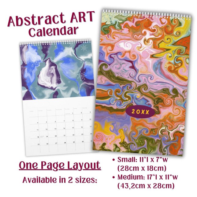 Flowing Colour Marbling abstract Art - long  Calendar (Creator Uploaded)