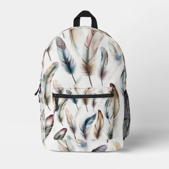 Flowing Feathers Printed Backpack (Front)
