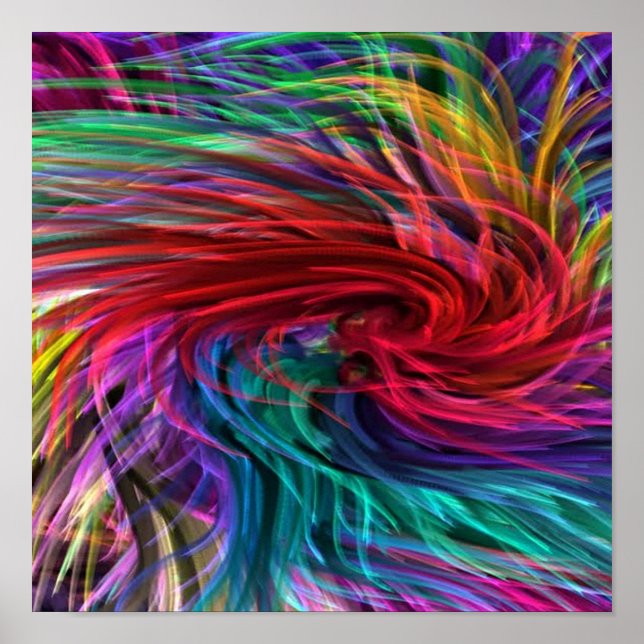 Flowing Fibre Art : Colourful Rainbow Graphics Poster (Front)