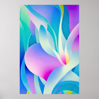 Flowing Florals in Pastel Poster