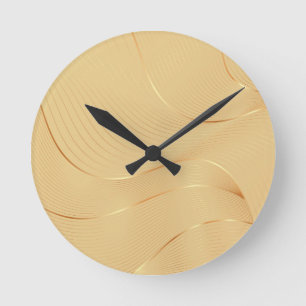 Flowing Gold Lines Luxury Abstract Background Art Round Clock