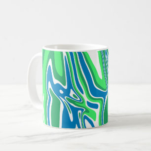 Flowing Green and Blue Marble Stripes Coffee Mug