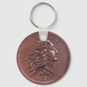 Flowing Hair Large Cent Key Ring