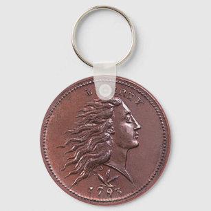 Flowing Hair Large Cent Key Ring