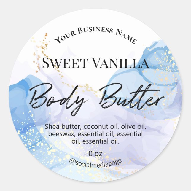 Flowing Ink Purple And Blue Body Butter Label (Front)