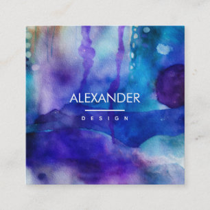 Flowing Light Abstract Watercolor Square Business Card