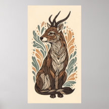 flowing lines and patterns decorative antelope