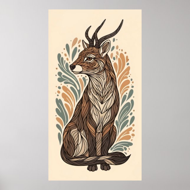 flowing lines and patterns decorative antelope poster (Front)