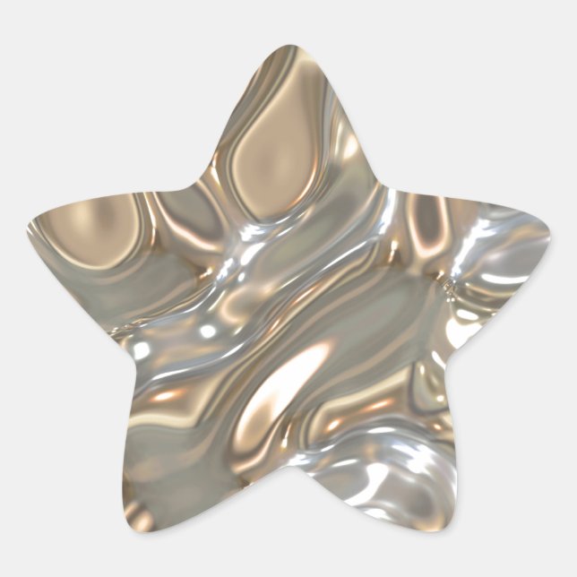 Flowing Liquid Gold and Silver Star Sticker (Front)