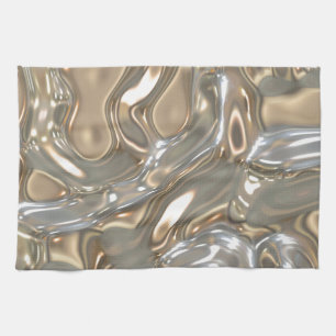 Flowing Liquid Gold and Silver Tea Towel