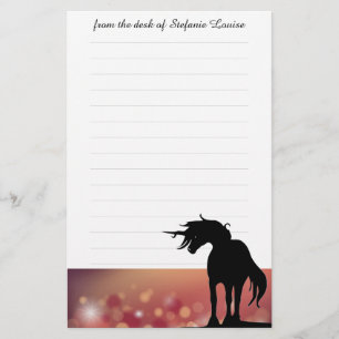Flowing Mane Unicorn (marooon/stars Stationery