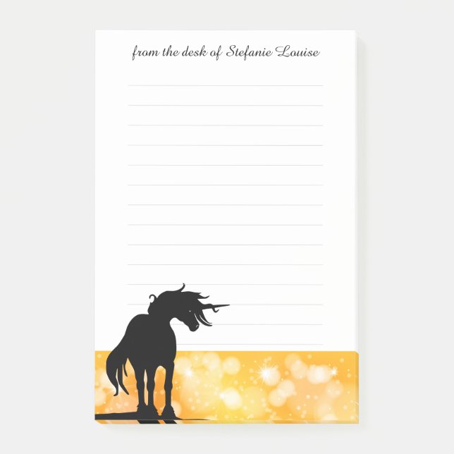 Flowing Mane Unicorn (yellow stars) Post-it Notes (Front)