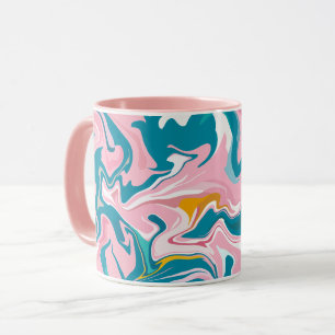 Flowing Marble Design with Pink and Teal Mug