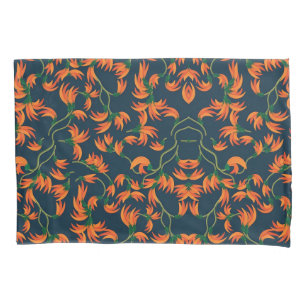  Flowing Orange Floral Pattern Pillowcase