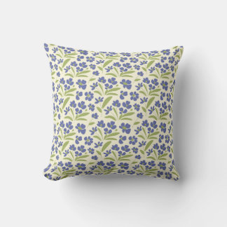  Flowing Organic Floral Blue Green On Cream 0111A Cushion