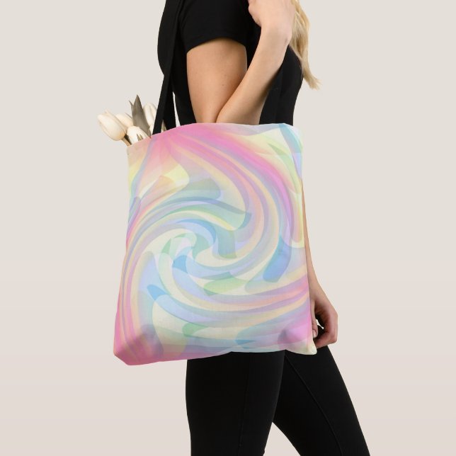 Flowing Pastel Colours Elegant Abstract Swirly Tote Bag (Close Up)