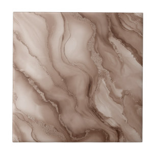 Flowing Pattern of Marble in Earthy Colors  Ceramic Tile