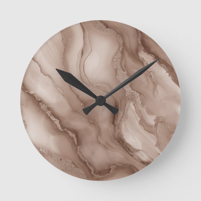 Flowing Pattern of Marble in Earthy Colors  Round Clock (Front)