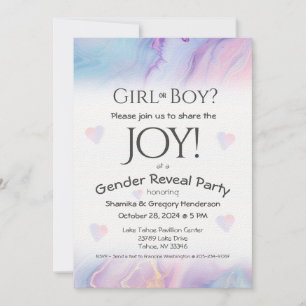Flowing Pink & Blue Gender Reveal Party Invitation