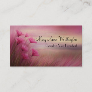 Flowing Pink Floral Elegant Peaceful  Professional Business Card