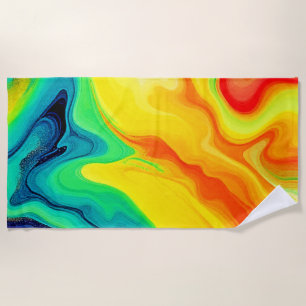 Flowing Rainbow Design Beach Towel
