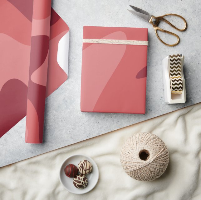 Flowing Ripples Red Pink Wrapping Paper (Crafts)