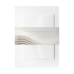 Flowing sculpted ivory wedding invitation belly band